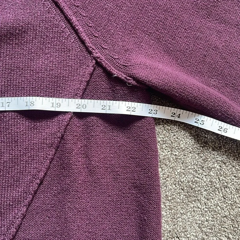 Athleta Kinsley Wool Blend Sweater Crop V Neck Purple Knit Top Size Large